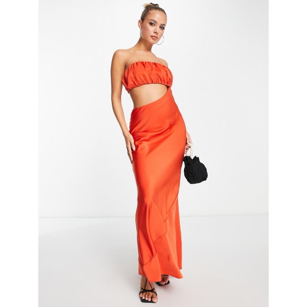 Asos Design Satin Maxi Dress with Cut out design
